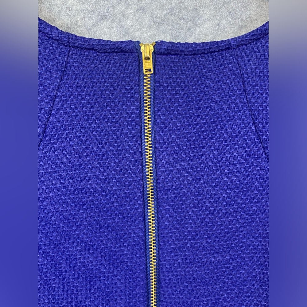 Warehouse Dress 6 Blue Sheath Short Sleeve Midi Career Business Professional - Picture 8 of 13